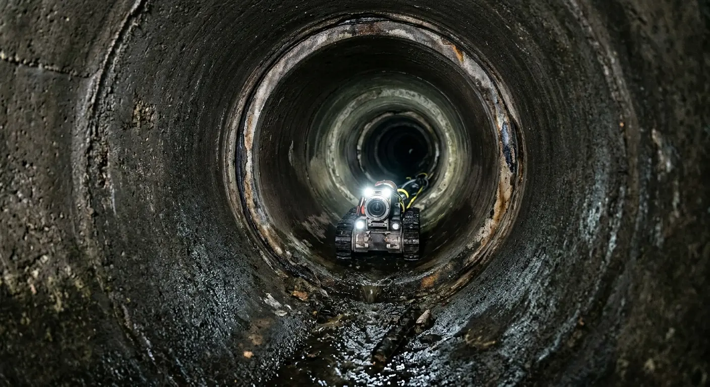 Robotic sewer camera inspecting pipe interior for Drain Snake Service in Oceola
